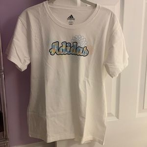 Adidas Blue and Orange/ Yellow Logo Tee